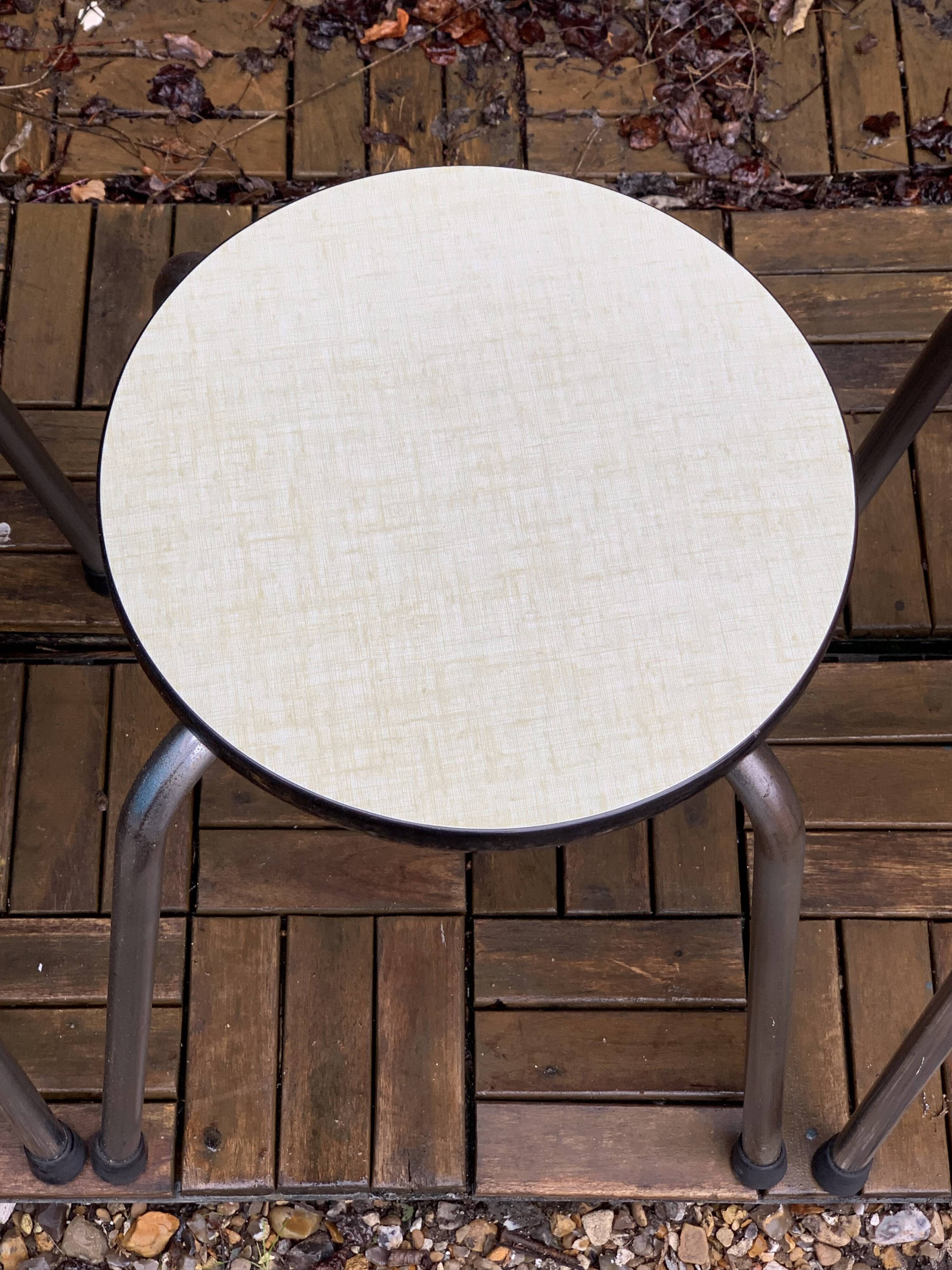 Vintage stackable stools Formica beige 1960