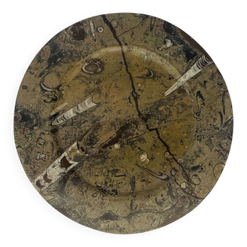 Plat rond, vide-poche en marbre fossilifère 35cm