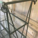 Pair of wrought iron and glass bookcase shelves