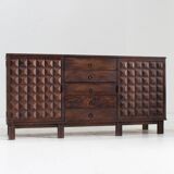 Brutalist Spanish carved sideboard credenza