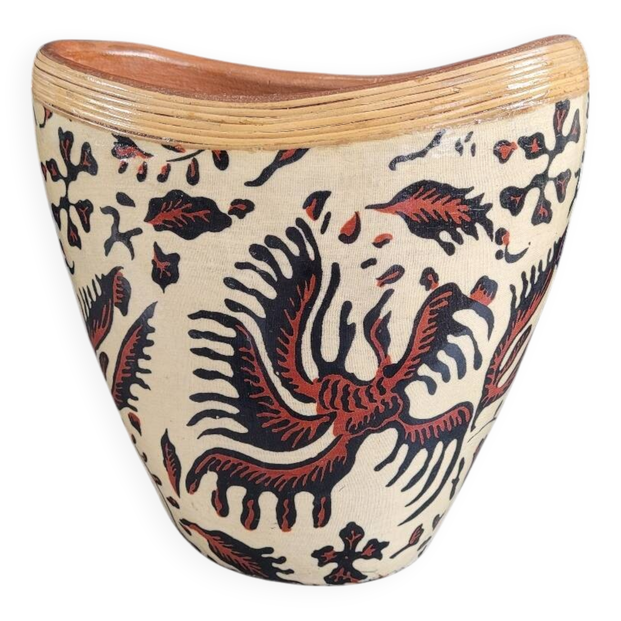 Terracotta and patterned canvas planter