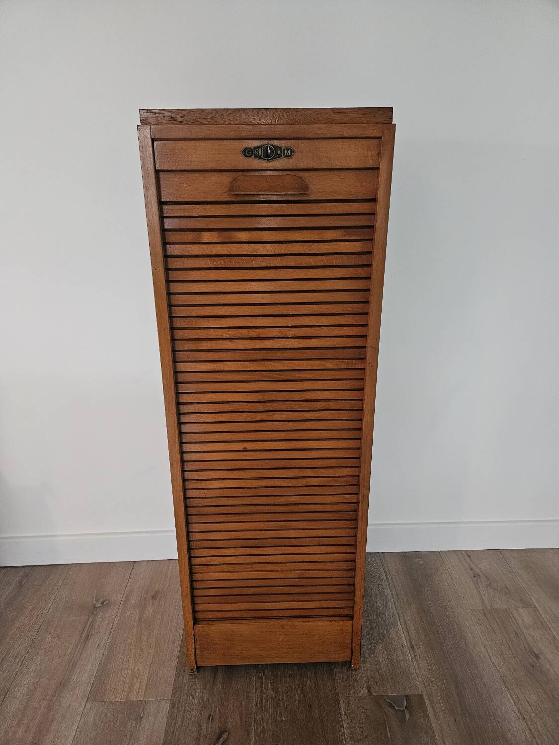 Gradiam oak curtained filing cabinet