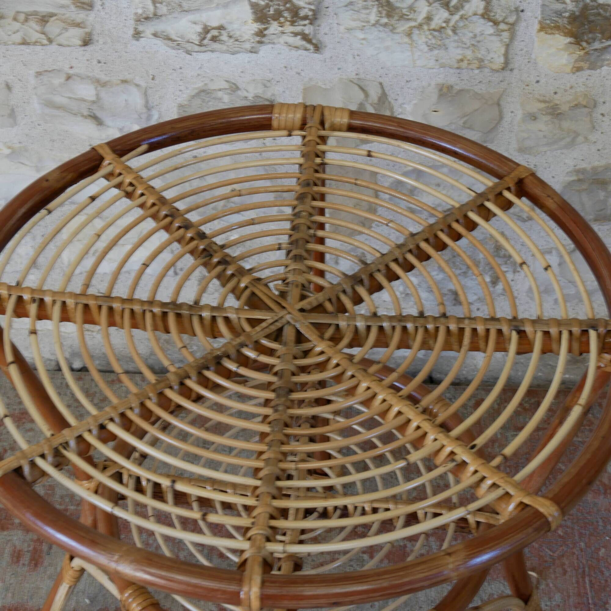 Table ronde en rotin naturel | Selency
