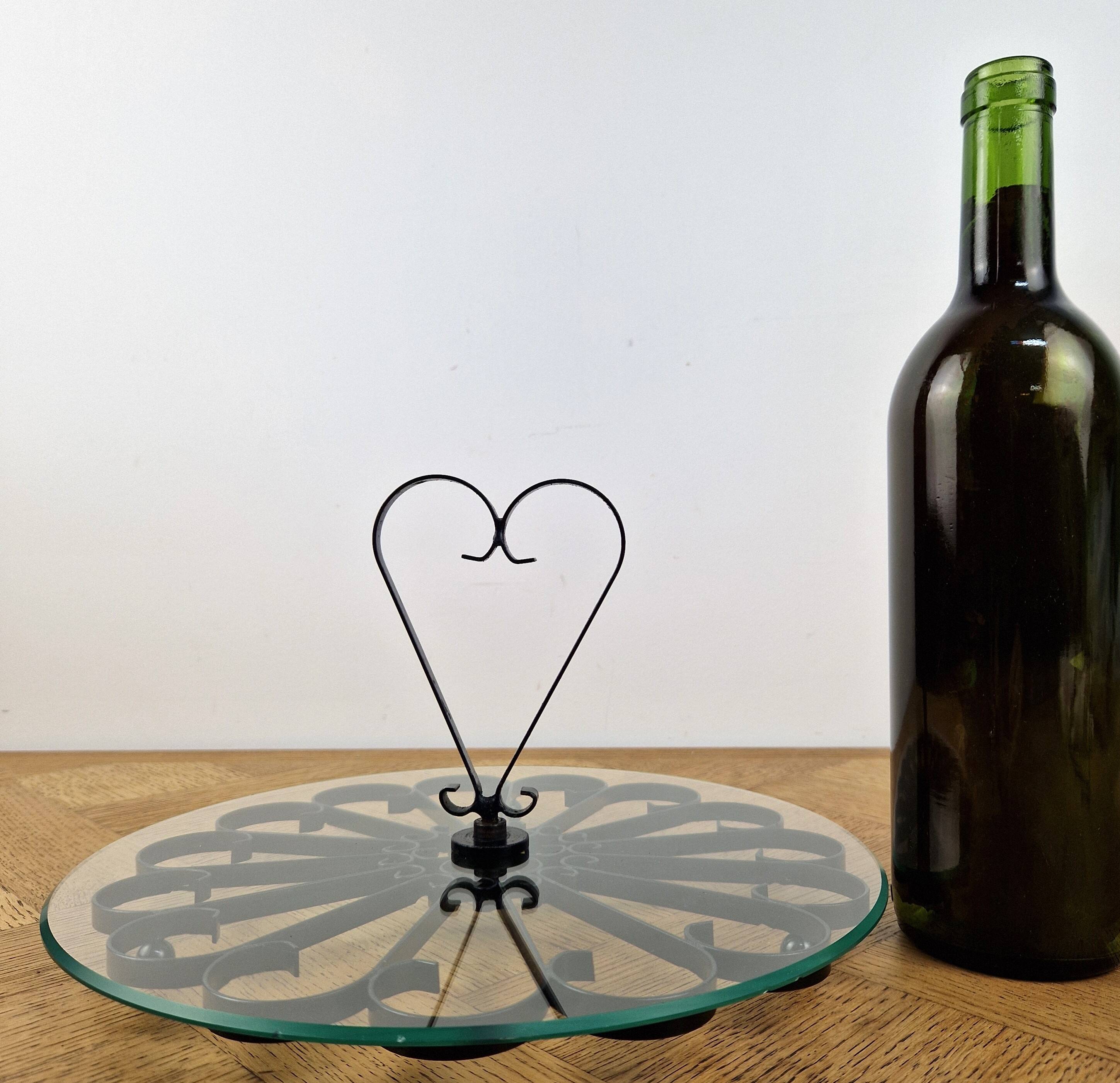 Plateau vintage en verre et fer forgée 60/70