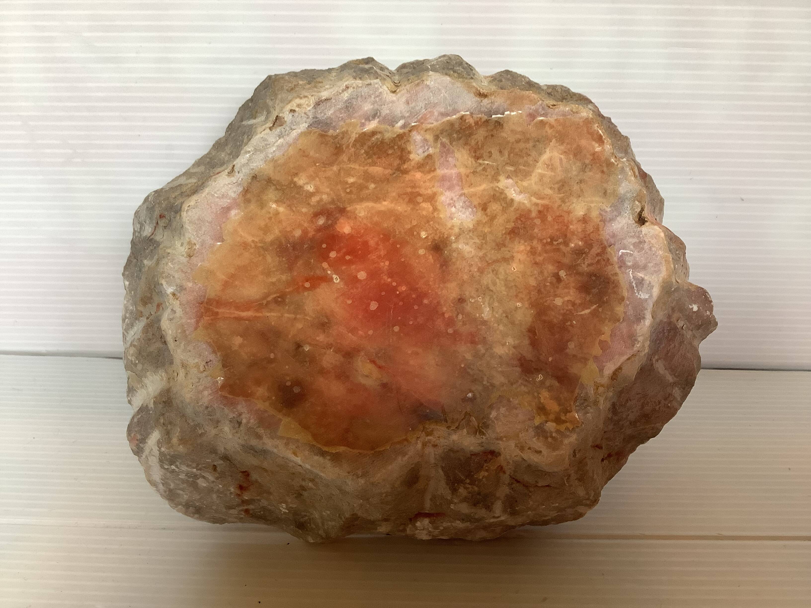 Large ashtray, red veined alabaster pocket tray.