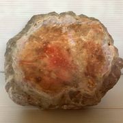 Large ashtray, red veined alabaster pocket tray.