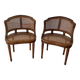 pair of Napoleon III Louis XVI style office chairs