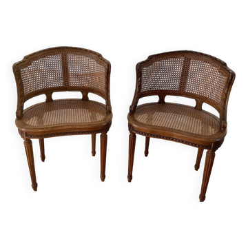 pair of Napoleon III Louis XVI style office chairs