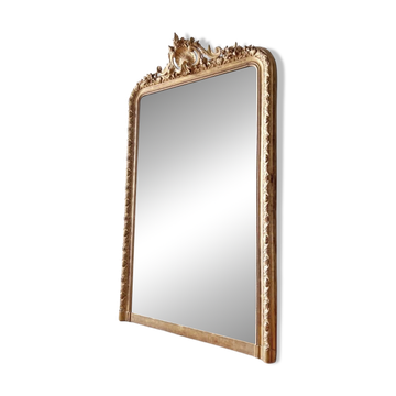 Large antique Louis-Philippe mirror gilded with gold leaf – 186 × 117 cm