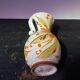 Old vase with enamelled ceramic coves décor flowers made in italy vintage