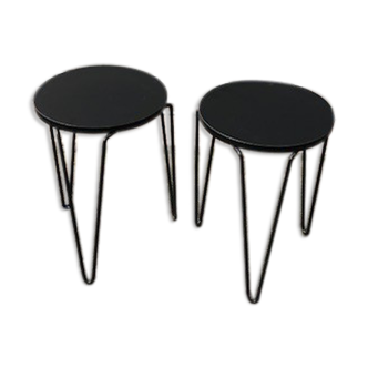 Pair of black stools, Florence Knoll