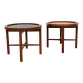 Duo of round coffee tables with a reversible top — Crossed base