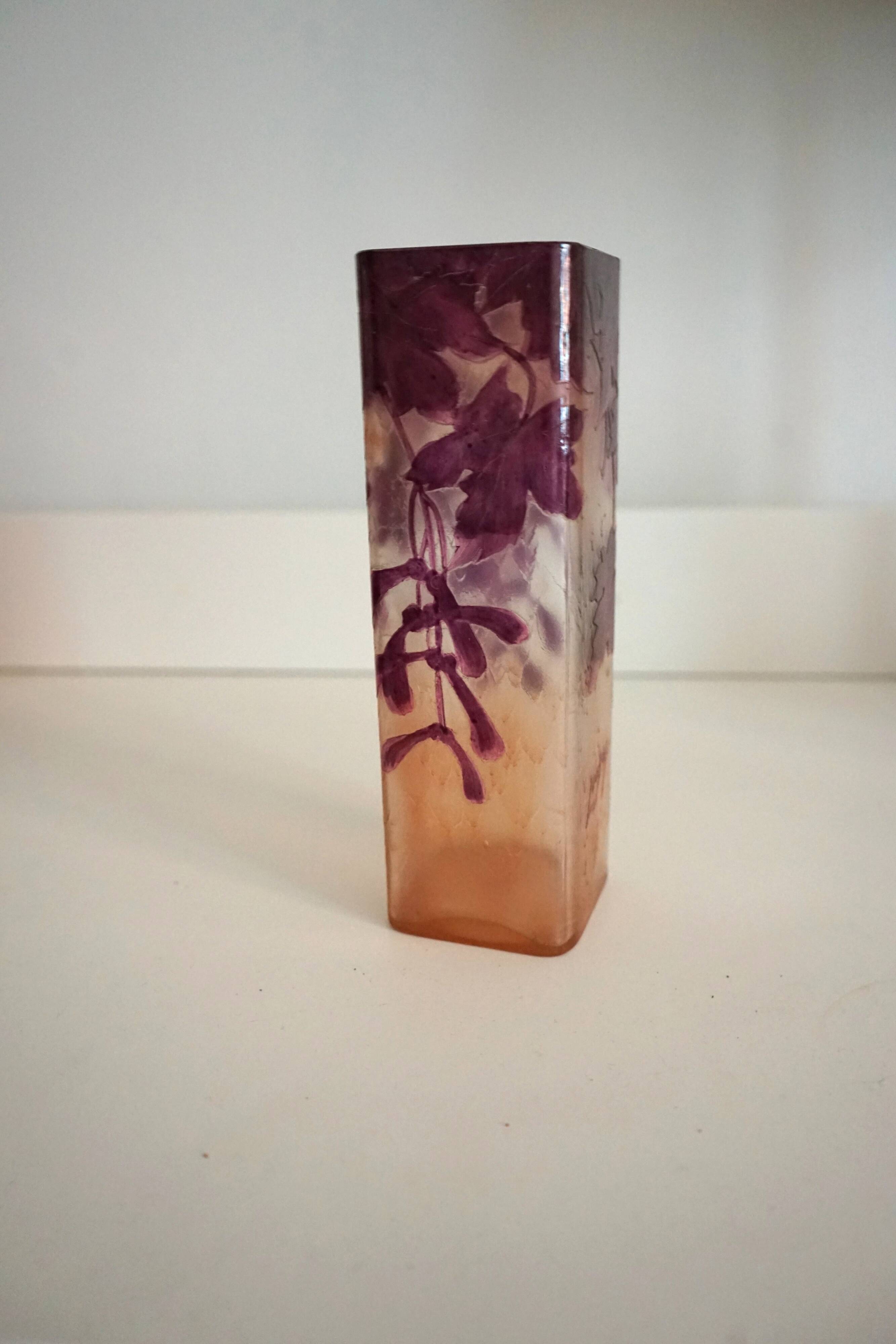 François-Théodore Legras square vase ruby series Art Nouveau 1900