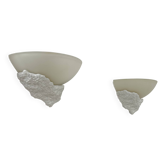 Paire d'appliques en plâtre et verre sablé, France, 1970