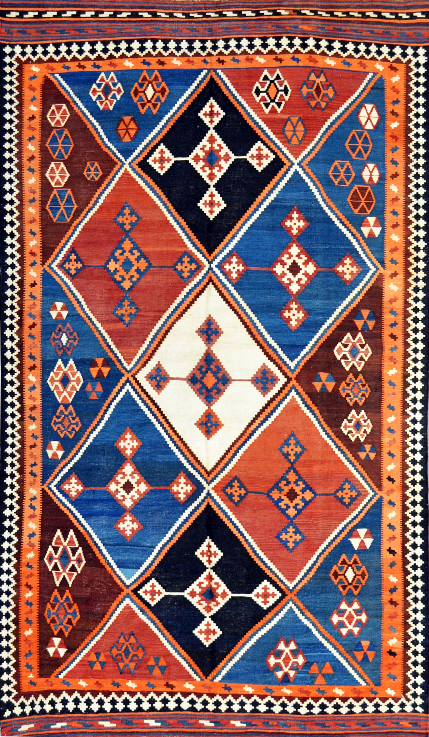 Grand Kilim Persan Ghashghai – Tapis Nomade Vintage Rouge – 240x167 Cm – Fait Main