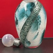 Vintage art déco pâte de verre décor géométrique, signé legras h 16 cm