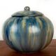Blue glazed stoneware pot, Art Deco period, Roger Guerin