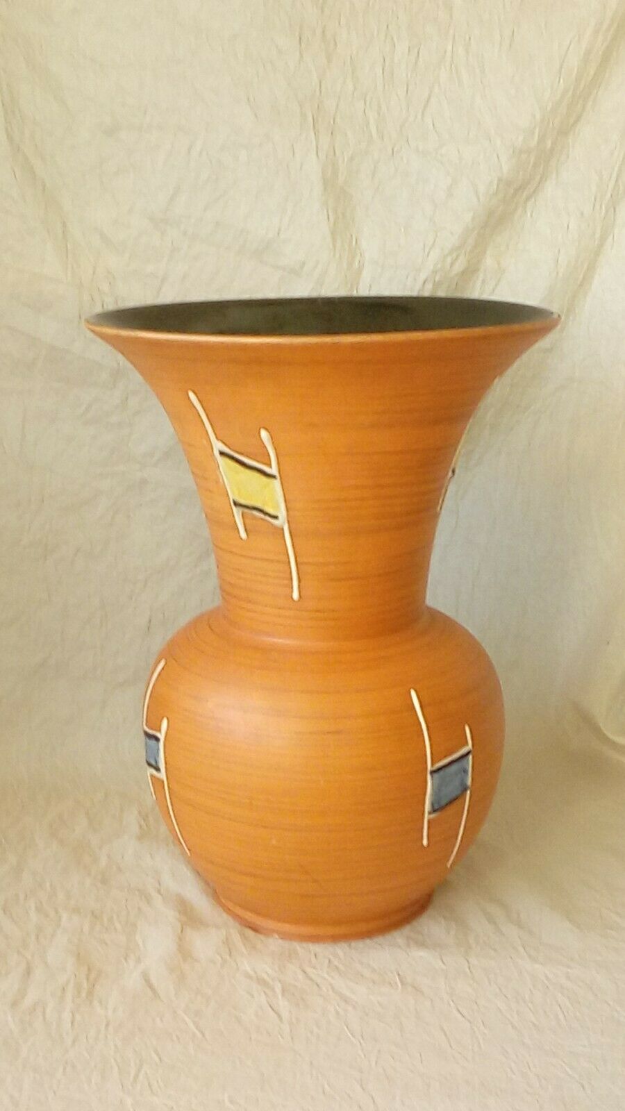 Ceramic vase terracotta years 50' vintage decor emaillee