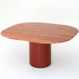 Dining table 'Tobia' in red travertine