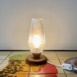 Small vintage bedside lamp in molded glass - 1950s