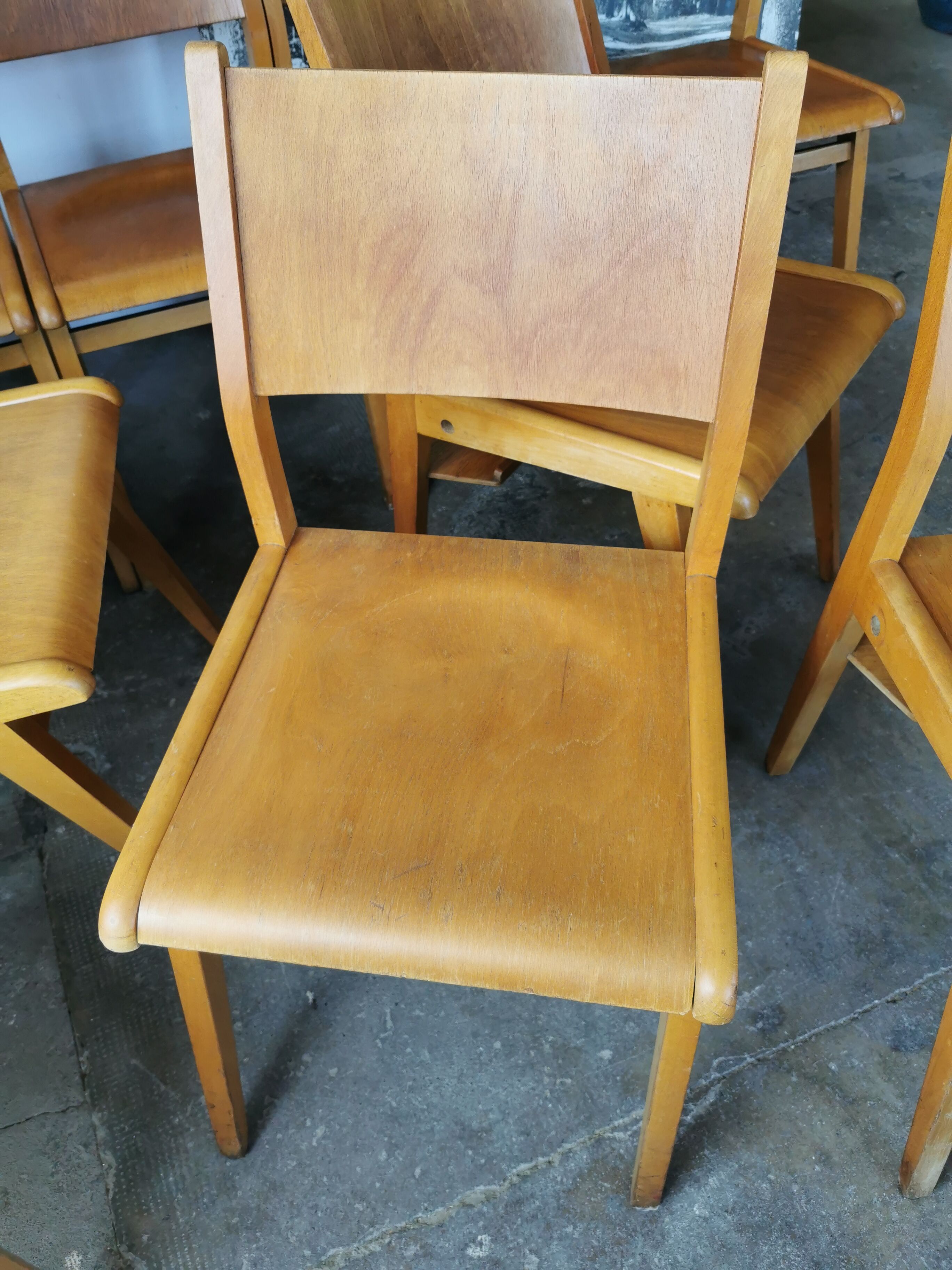 Set of 10 vintage theater chairs compass feet