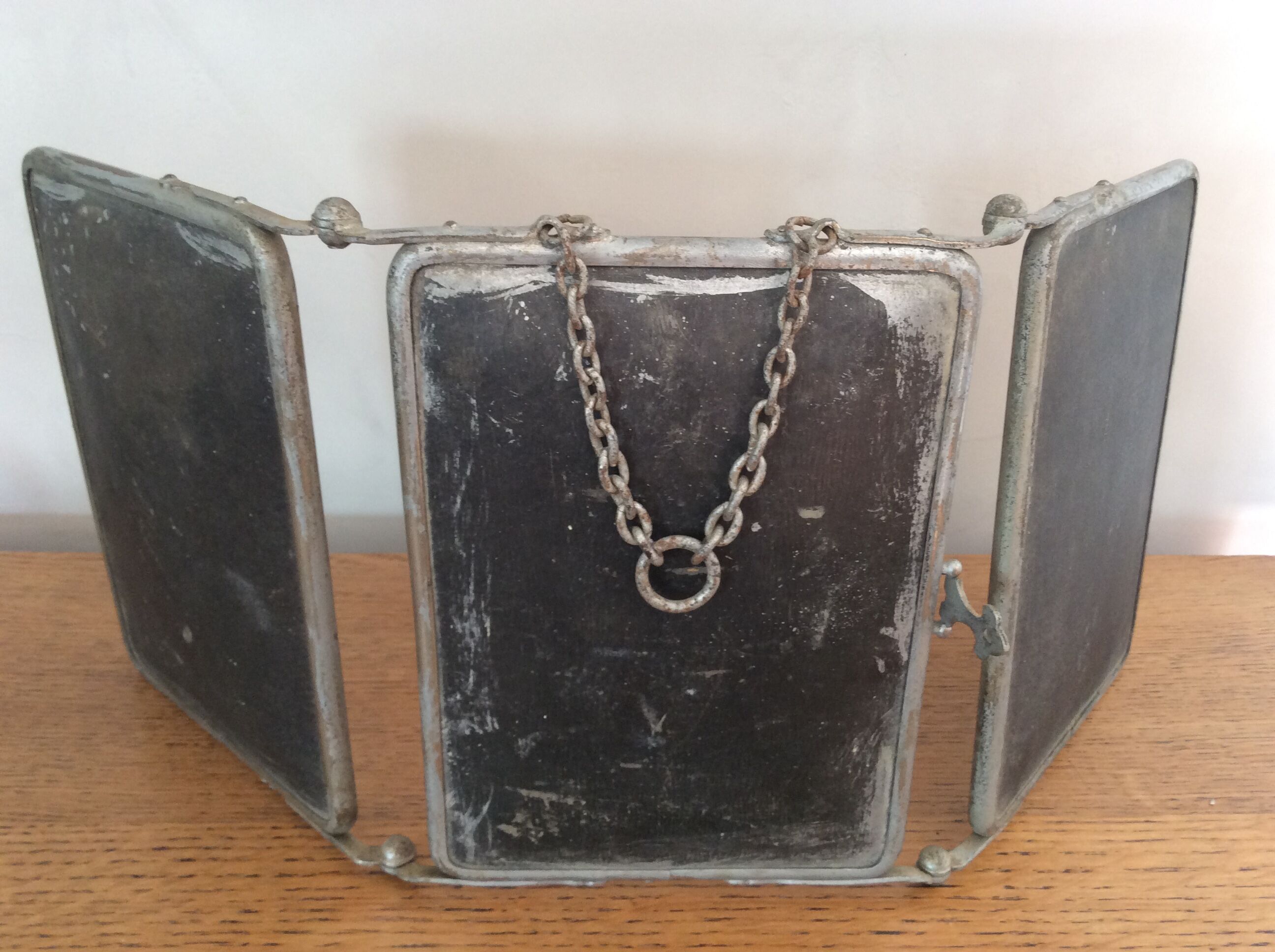 Old triptych barber mirror