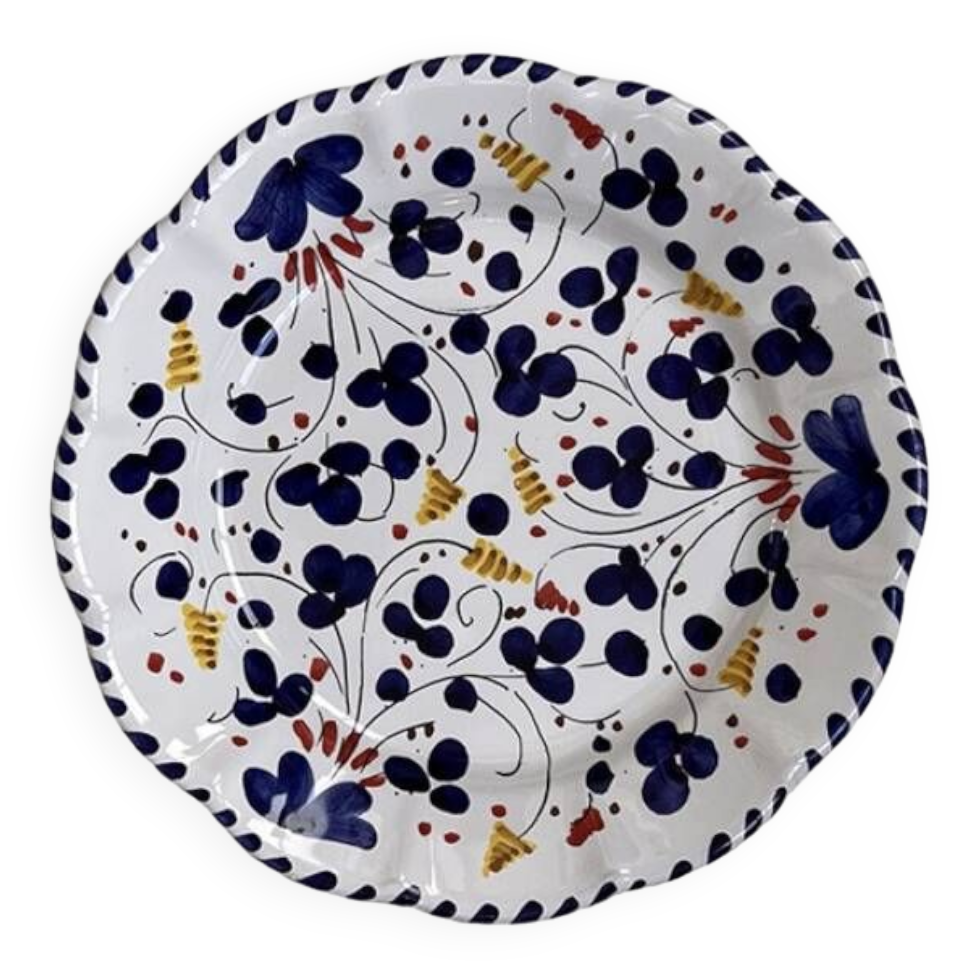 Plate 25cm navy blue flowers