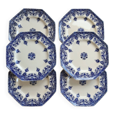 6 assiettes plates terre de fer Longchamp modèle Rouen XIXe siècle