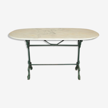 Bistro table in marble and cast iron around 1900