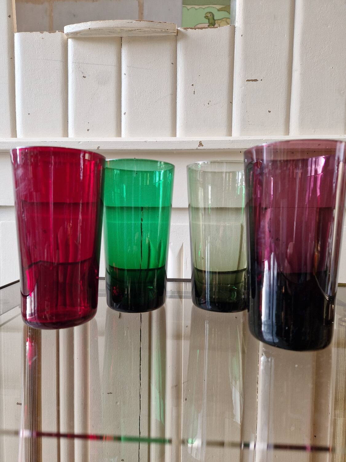 Set of 4 Large Coloured Glasses from the 1960s