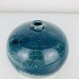 Vase boule céramique bleu, vintage