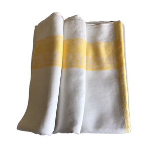 Nappe vintage jaune et blanche