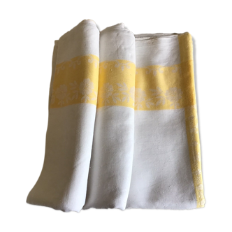 Large yellow and white vintage tablecloth