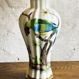 Porcelaine de Paris with exotic birds porcelain table lamp, 1950s.