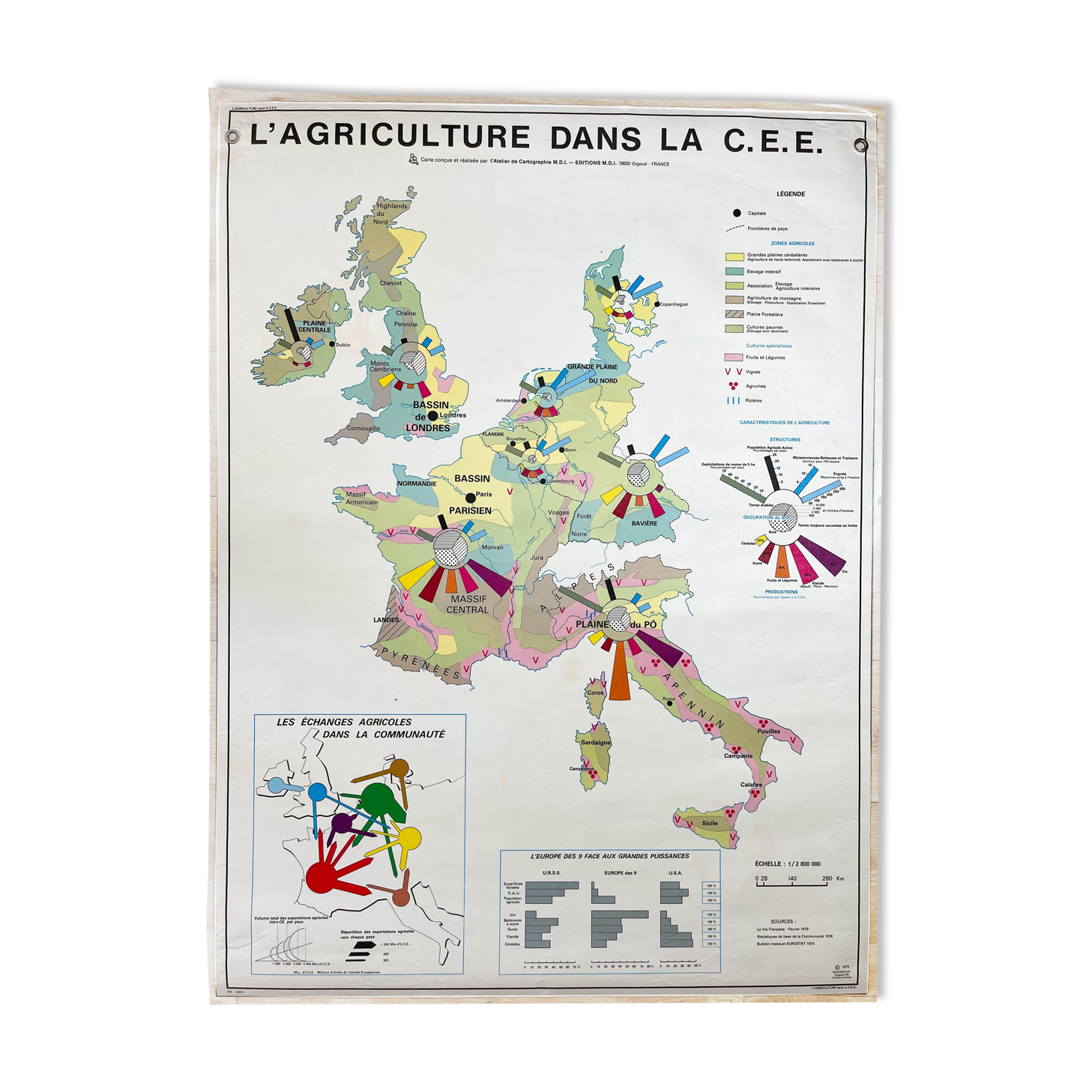 Vintage school map: agriculture in the EEC / industrial economy, mid-year 1979