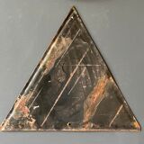 Stars yellow warning sign vintage european 1980's industrial big enamel