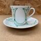 Set of 6 antique white ceramic mugs vintage green leaf decor