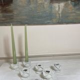 White porcelain rose shaped candle holders