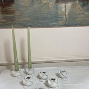 White porcelain rose shaped candle holders