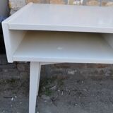 Mid-Century desk/console in dark blue and beige painted wood – Hungarian design from the 1960s.