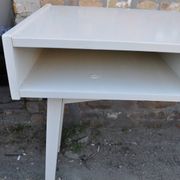 Mid-Century desk/console in dark blue and beige painted wood – Hungarian design from the 1960s.