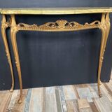 Console vintage en onyx et métal doré