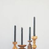 Scandinavian Wooden Candleholders, Set of 4