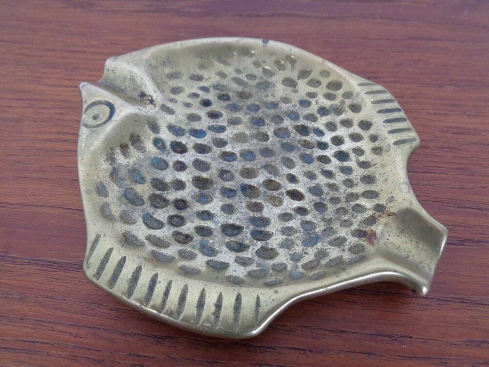 Brutalist Bronze Fish Ashtray, 1960s