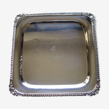 Square plate in silver metal "Pro Rege"