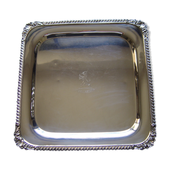 Square plate in silver metal "Pro Rege"