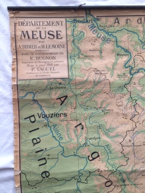Vintage school card of the Meuse department from 1948