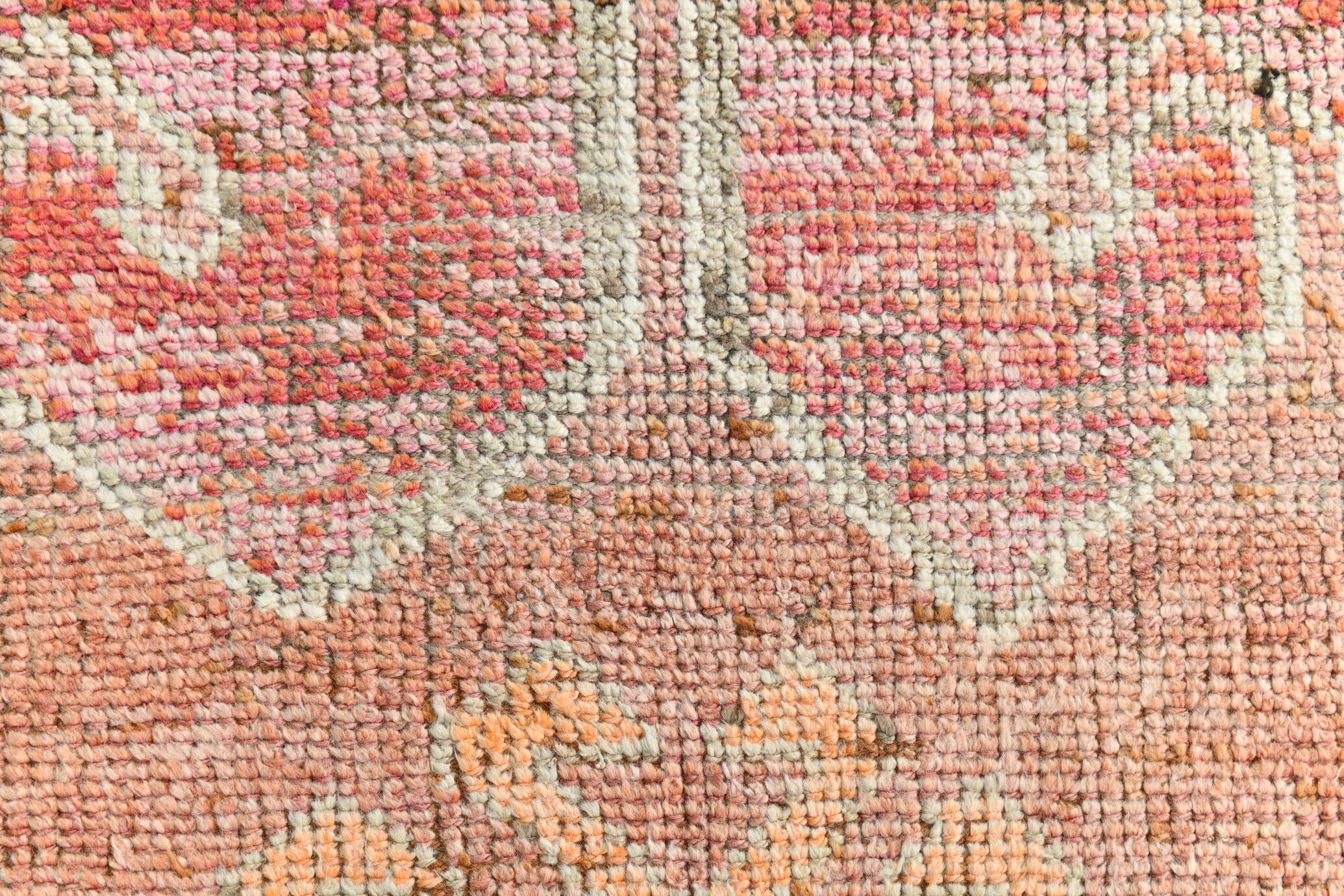 Pink & Orange Oriental Vintage Runner Rug, 101x301Cm