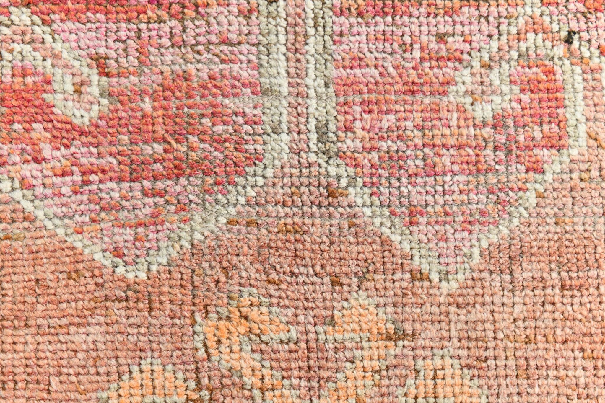 Pink & Orange Oriental Vintage Runner Rug, 101x301Cm