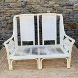 2 seater white rattan sofa